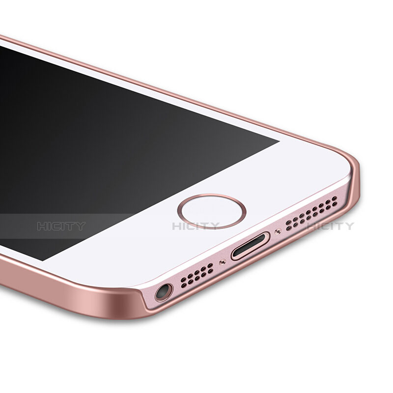 Handyhülle Hülle Kunststoff Schutzhülle Matt mit Fingerring Ständer für Apple iPhone 5S Rosa groß