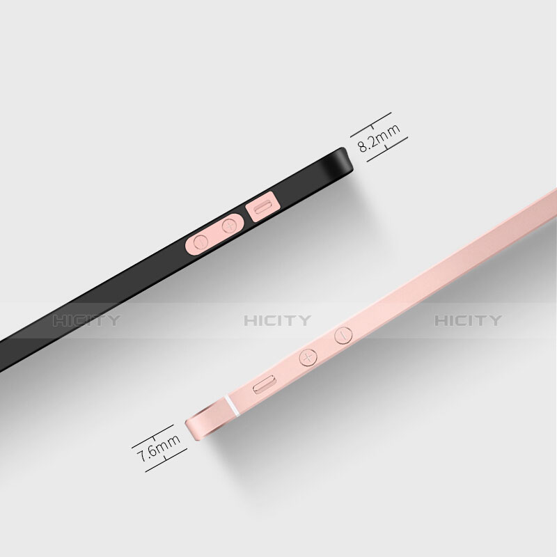 Handyhülle Hülle Kunststoff Schutzhülle Matt mit Fingerring Ständer für Apple iPhone 5S Schwarz groß