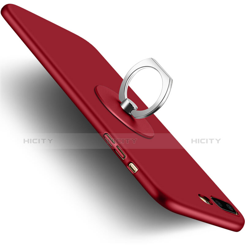 Handyhülle Hülle Kunststoff Schutzhülle Matt mit Fingerring Ständer für Apple iPhone 8 Plus Rot Plus