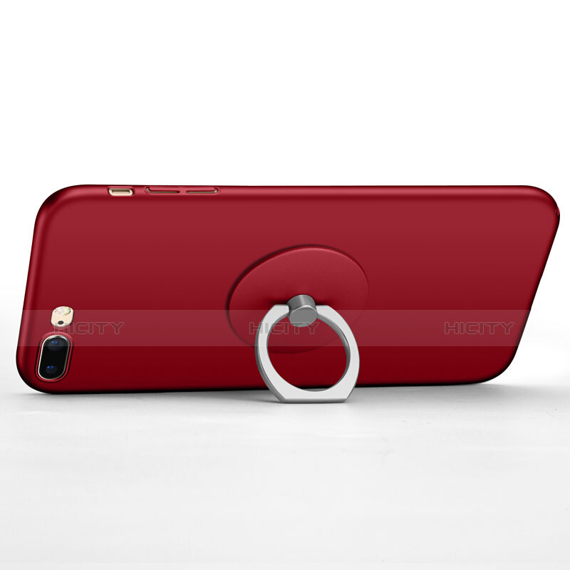 Handyhülle Hülle Kunststoff Schutzhülle Matt mit Fingerring Ständer für Apple iPhone 8 Plus Rot groß