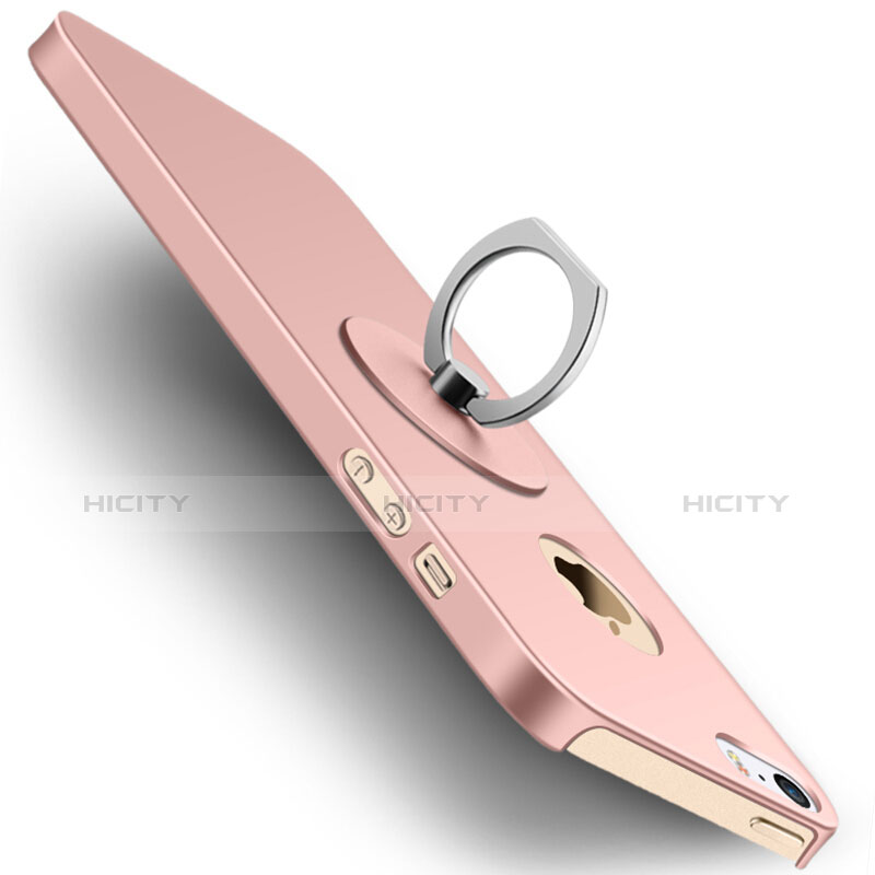 Handyhülle Hülle Kunststoff Schutzhülle Matt mit Fingerring Ständer für Apple iPhone SE Rosa Plus