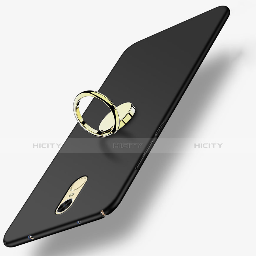 Handyhülle Hülle Kunststoff Schutzhülle Matt mit Fingerring Ständer für Huawei Enjoy 6 Schwarz Plus
