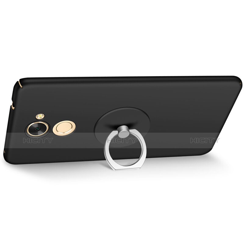 Handyhülle Hülle Kunststoff Schutzhülle Matt mit Fingerring Ständer für Huawei Enjoy 7 Plus Schwarz groß