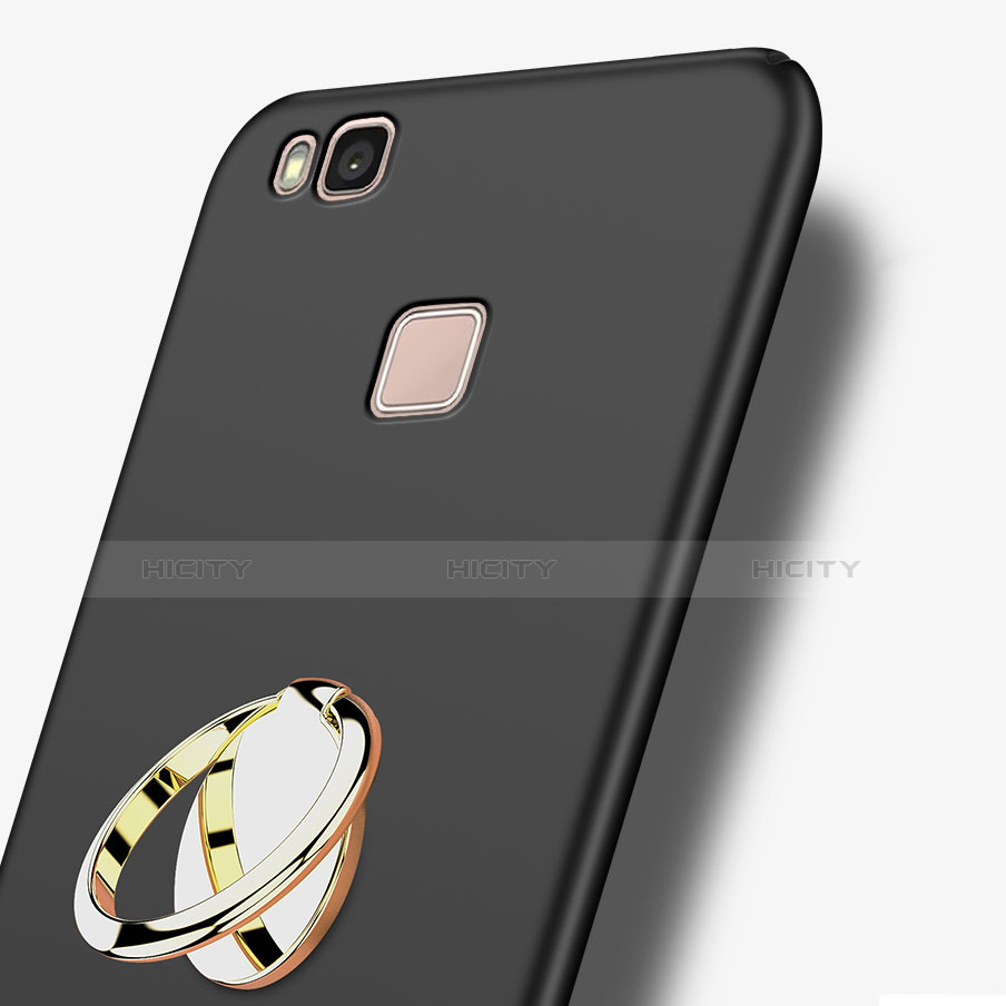 Handyhülle Hülle Kunststoff Schutzhülle Matt mit Fingerring Ständer für Huawei G9 Lite Schwarz