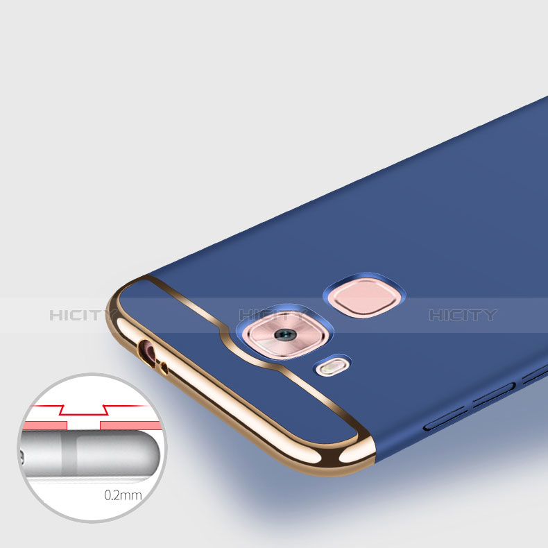Handyhülle Hülle Kunststoff Schutzhülle Matt mit Fingerring Ständer für Huawei G9 Plus Blau groß
