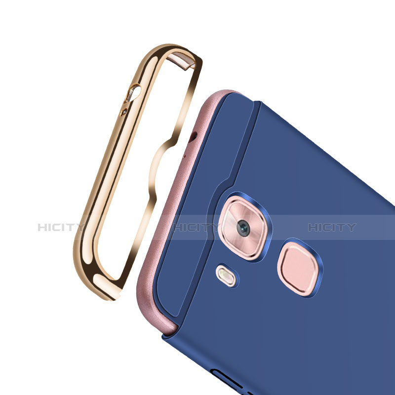 Handyhülle Hülle Kunststoff Schutzhülle Matt mit Fingerring Ständer für Huawei G9 Plus Blau groß