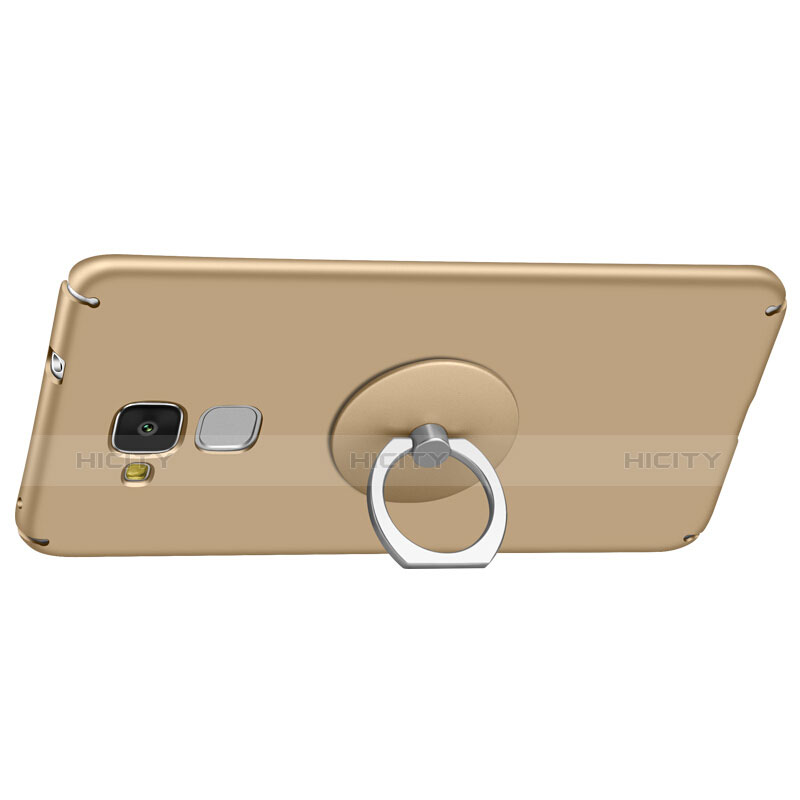 Handyhülle Hülle Kunststoff Schutzhülle Matt mit Fingerring Ständer für Huawei GT3 Gold groß