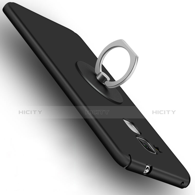 Handyhülle Hülle Kunststoff Schutzhülle Matt mit Fingerring Ständer für Huawei Honor 5C Schwarz Plus