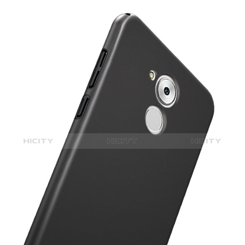 Handyhülle Hülle Kunststoff Schutzhülle Matt mit Fingerring Ständer für Huawei Honor 6C Schwarz groß
