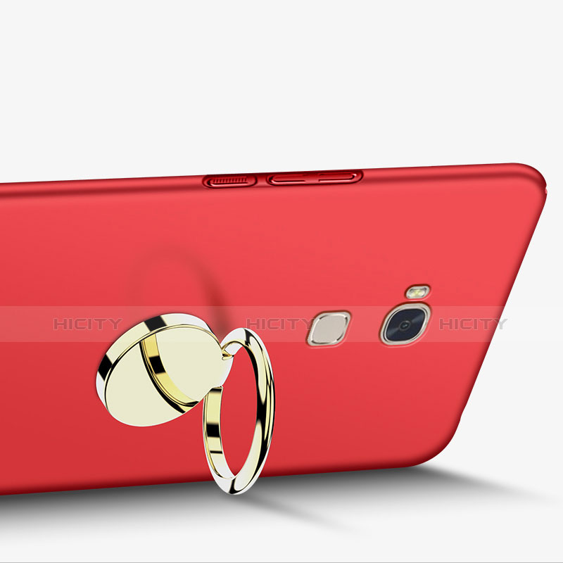 Handyhülle Hülle Kunststoff Schutzhülle Matt mit Fingerring Ständer für Huawei Honor Play 5X Rot groß