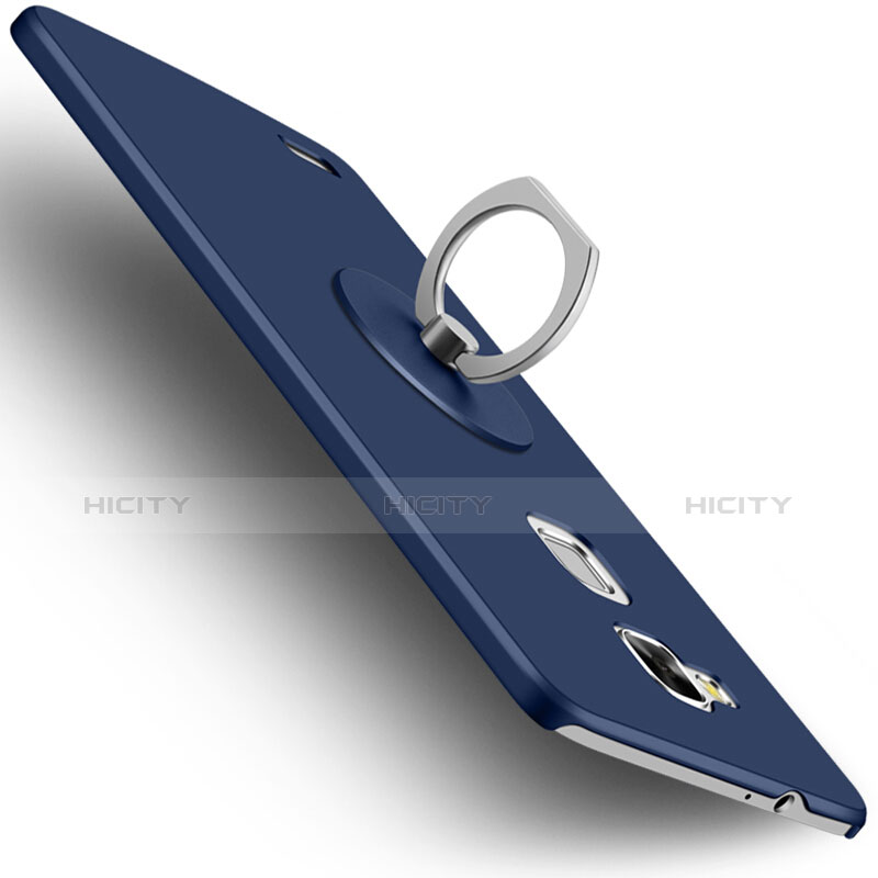 Handyhülle Hülle Kunststoff Schutzhülle Matt mit Fingerring Ständer für Huawei Mate 7 Blau