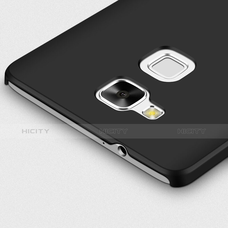 Handyhülle Hülle Kunststoff Schutzhülle Matt mit Fingerring Ständer für Huawei Mate 7 Schwarz groß