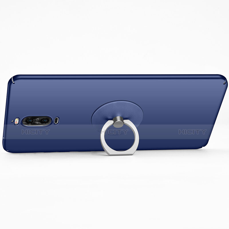 Handyhülle Hülle Kunststoff Schutzhülle Matt mit Fingerring Ständer für Huawei Mate 9 Pro Blau groß
