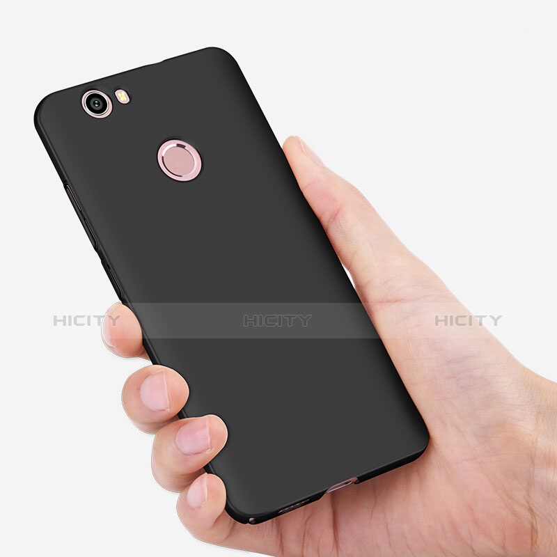 Handyhülle Hülle Kunststoff Schutzhülle Matt mit Fingerring Ständer für Huawei Nova Schwarz groß