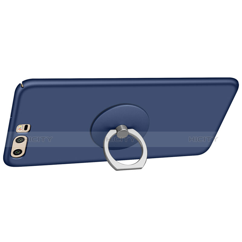 Handyhülle Hülle Kunststoff Schutzhülle Matt mit Fingerring Ständer für Huawei P10 Blau groß