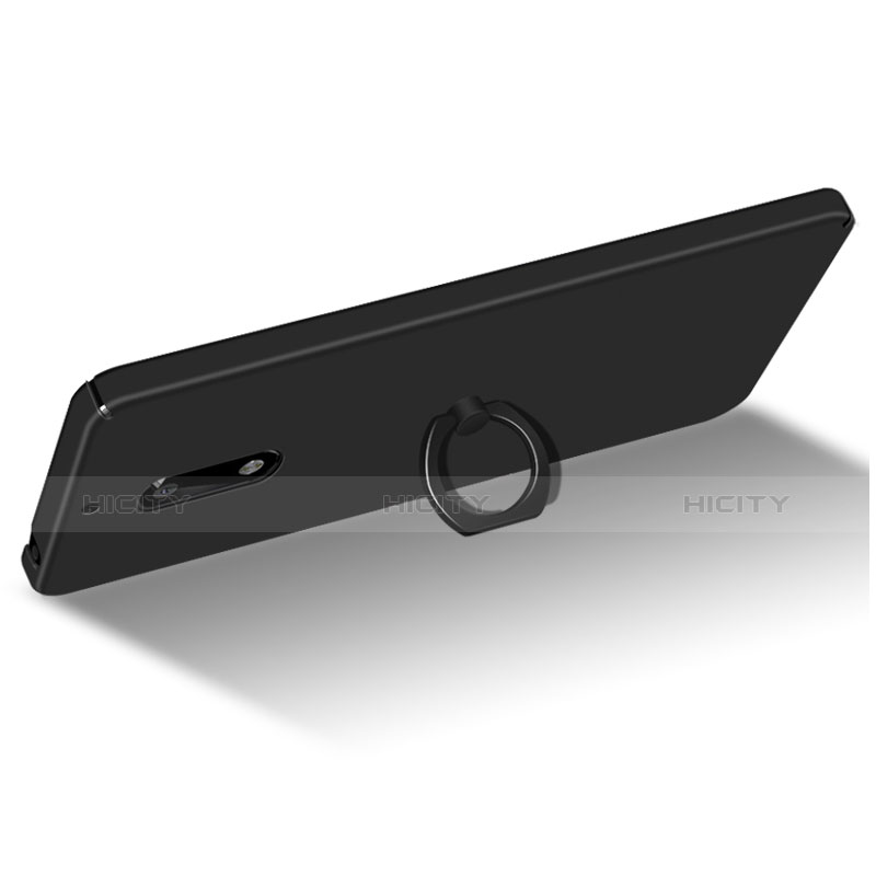 Handyhülle Hülle Kunststoff Schutzhülle Matt mit Fingerring Ständer für Nokia 6 Schwarz