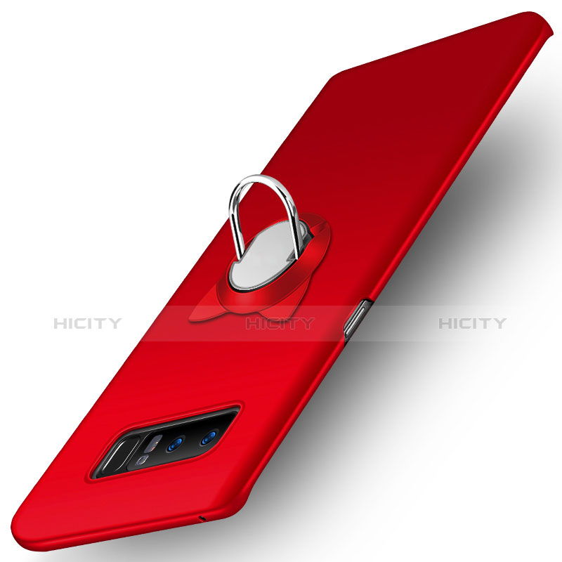 Handyhülle Hülle Kunststoff Schutzhülle Matt mit Fingerring Ständer für Samsung Galaxy Note 8 Rot Plus