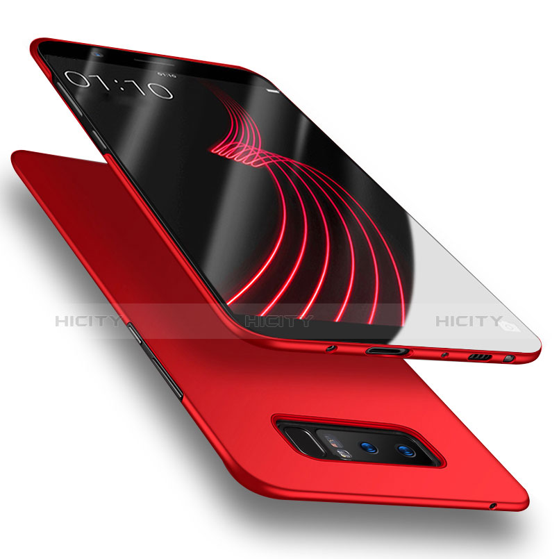 Handyhülle Hülle Kunststoff Schutzhülle Matt mit Fingerring Ständer für Samsung Galaxy Note 8 Rot groß