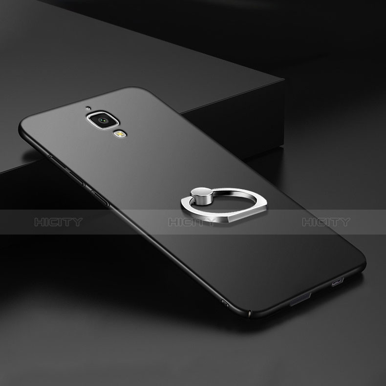 Handyhülle Hülle Kunststoff Schutzhülle Matt mit Fingerring Ständer für Xiaomi Mi 4 LTE Schwarz groß