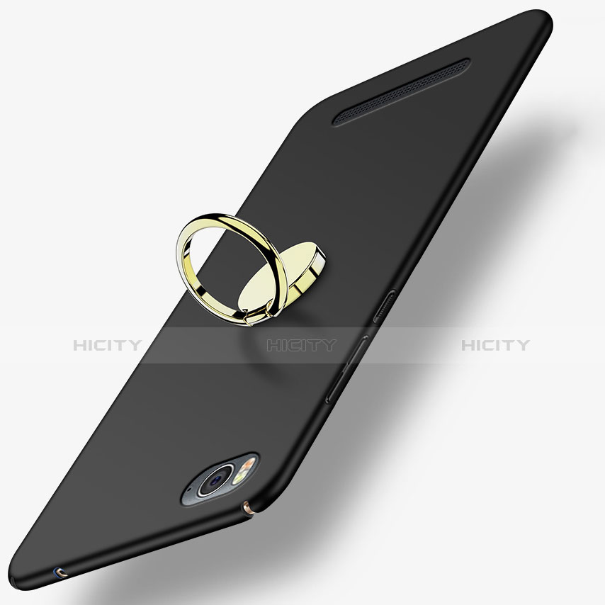 Handyhülle Hülle Kunststoff Schutzhülle Matt mit Fingerring Ständer für Xiaomi Mi 4C Schwarz Plus