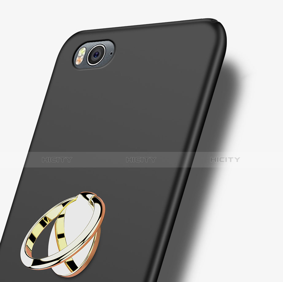 Handyhülle Hülle Kunststoff Schutzhülle Matt mit Fingerring Ständer für Xiaomi Mi 4C Schwarz groß
