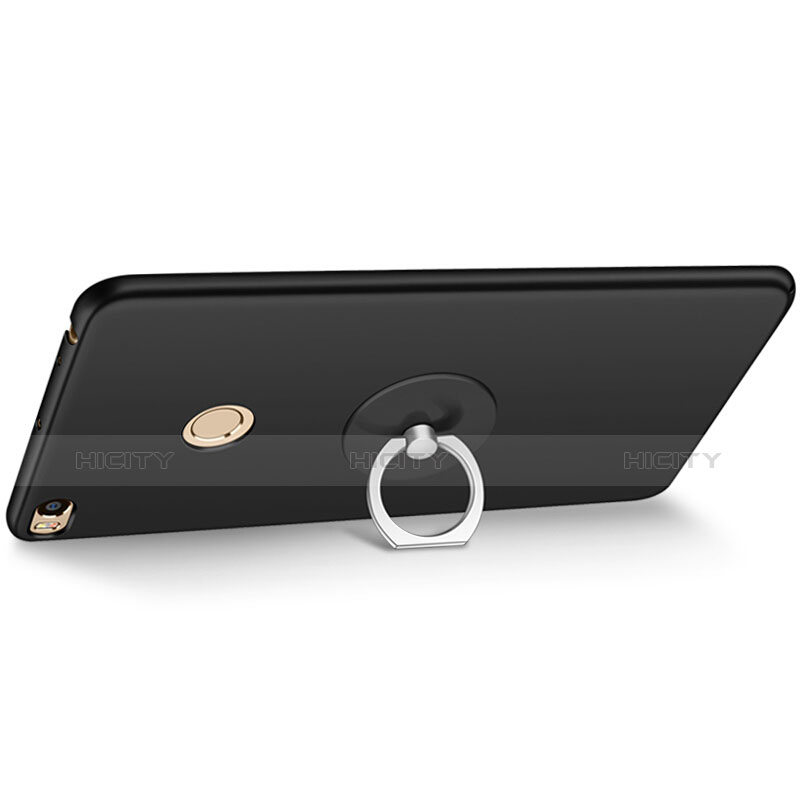 Handyhülle Hülle Kunststoff Schutzhülle Matt mit Fingerring Ständer für Xiaomi Mi Max 2 Schwarz
