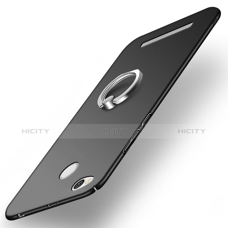 Handyhülle Hülle Kunststoff Schutzhülle Matt mit Fingerring Ständer für Xiaomi Redmi 3X Schwarz