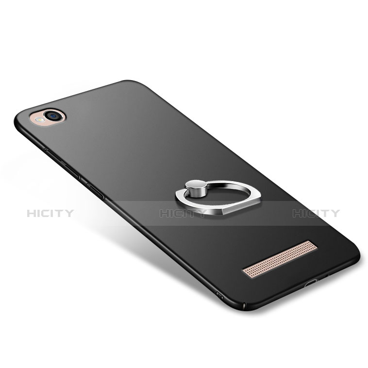 Handyhülle Hülle Kunststoff Schutzhülle Matt mit Fingerring Ständer für Xiaomi Redmi 4A Schwarz