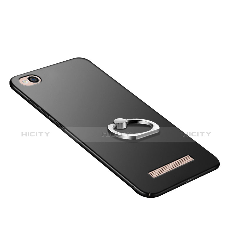 Handyhülle Hülle Kunststoff Schutzhülle Matt mit Fingerring Ständer für Xiaomi Redmi 5A Schwarz