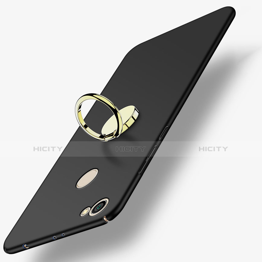 Handyhülle Hülle Kunststoff Schutzhülle Matt mit Fingerring Ständer für Xiaomi Redmi Note 5A High Edition Schwarz Plus