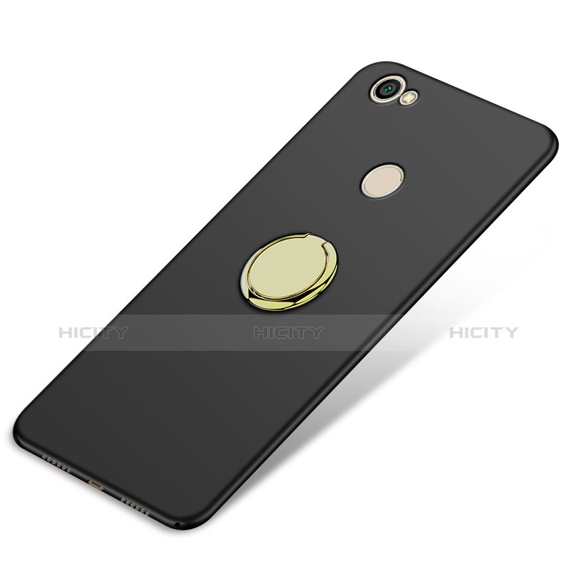 Handyhülle Hülle Kunststoff Schutzhülle Matt mit Fingerring Ständer für Xiaomi Redmi Note 5A Pro Schwarz groß
