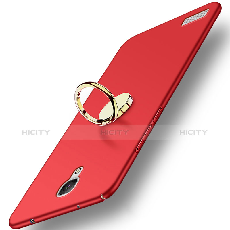 Handyhülle Hülle Kunststoff Schutzhülle Matt mit Fingerring Ständer für Xiaomi Redmi Note Prime Rot Plus