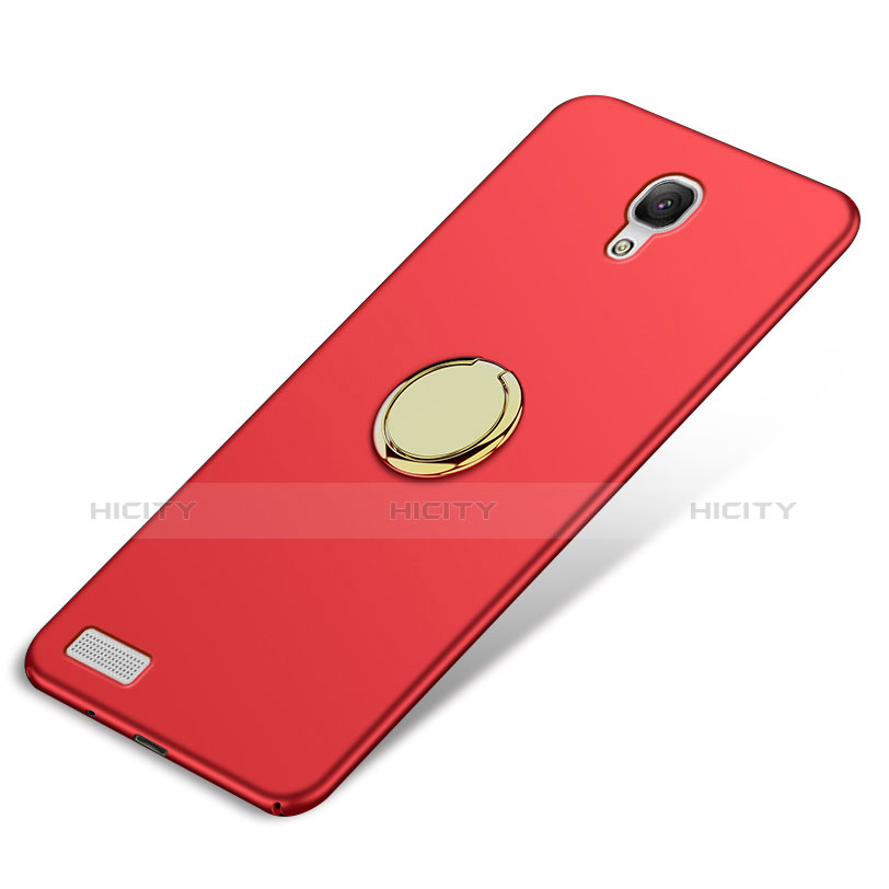 Handyhülle Hülle Kunststoff Schutzhülle Matt mit Fingerring Ständer für Xiaomi Redmi Note Prime Rot groß