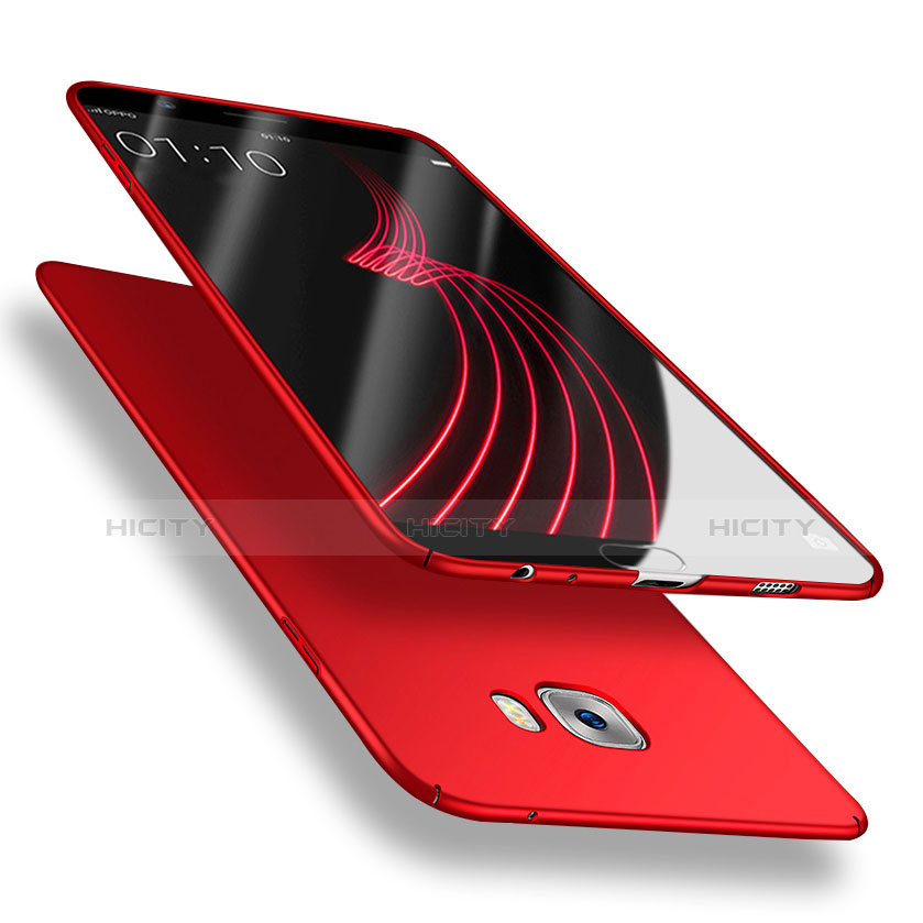 Handyhülle Hülle Kunststoff Schutzhülle Matt mit Magnetisch Fingerring Ständer für Samsung Galaxy C5 Pro C5010 Rot groß