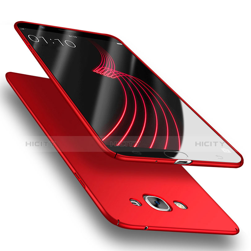 Handyhülle Hülle Kunststoff Schutzhülle Matt mit Magnetisch Fingerring Ständer für Samsung Galaxy J3 Pro (2016) J3110 Rot groß