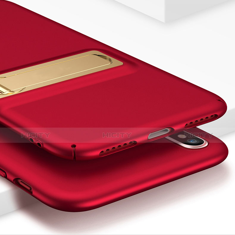 Handyhülle Hülle Kunststoff Schutzhülle Matt mit Ständer für Apple iPhone X Rot groß