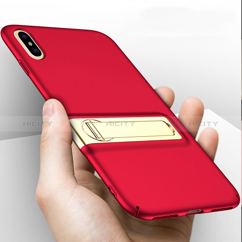Handyhülle Hülle Kunststoff Schutzhülle Matt mit Ständer für Apple iPhone Xs Max Rot groß