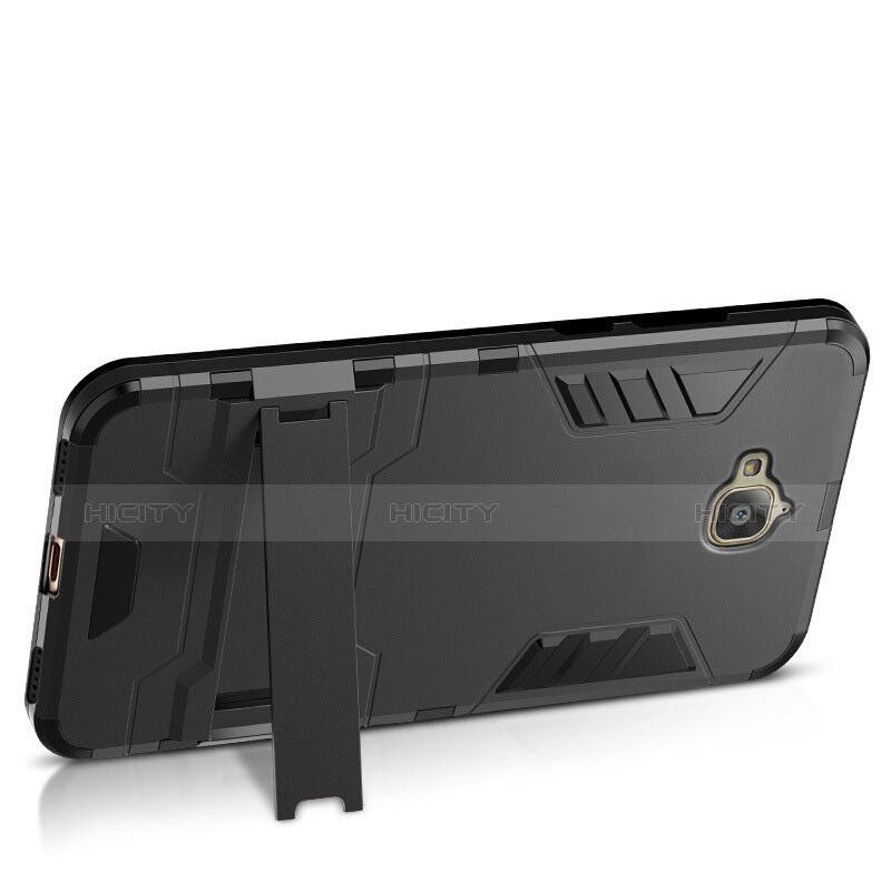 Handyhülle Hülle Kunststoff Schutzhülle Matt mit Ständer für Huawei Y6 Pro Schwarz Plus