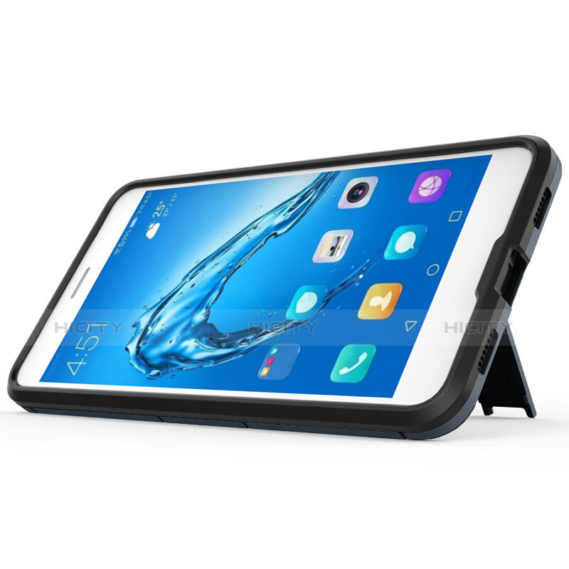 Handyhülle Hülle Kunststoff Schutzhülle Matt mit Ständer für Huawei Y7 Prime Blau groß