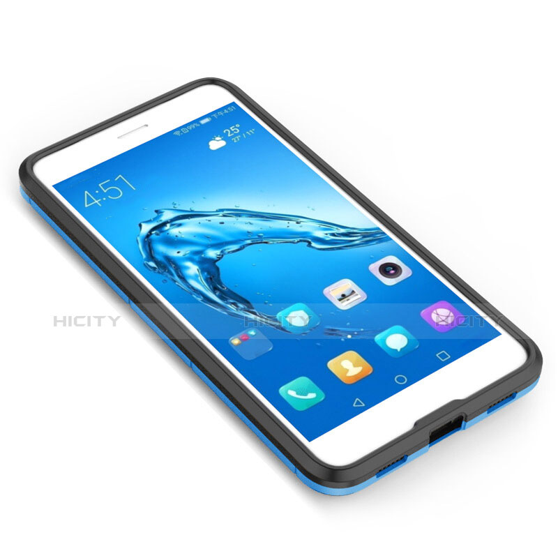 Handyhülle Hülle Kunststoff Schutzhülle Matt mit Ständer für Huawei Y7 Prime Blau groß