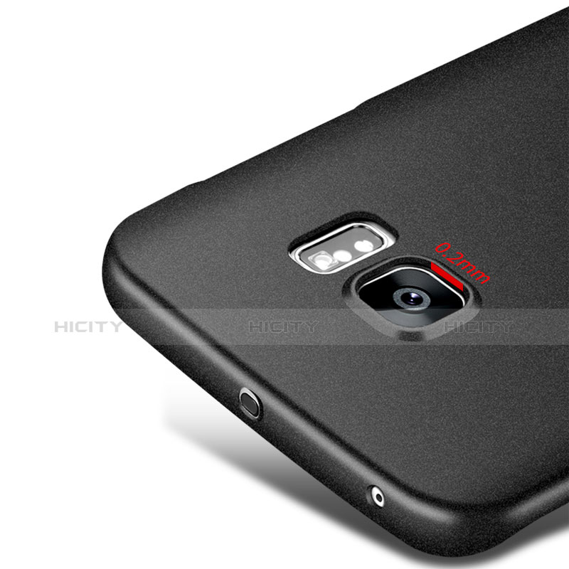 Handyhülle Hülle Kunststoff Schutzhülle Matt Q02 für Samsung Galaxy S6 Edge+ Plus SM-G928F Schwarz groß