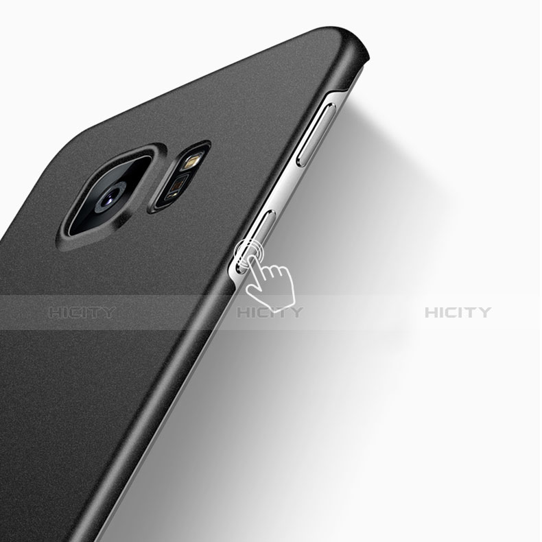 Handyhülle Hülle Kunststoff Schutzhülle Matt Q02 für Samsung Galaxy S6 Edge+ Plus SM-G928F Schwarz groß
