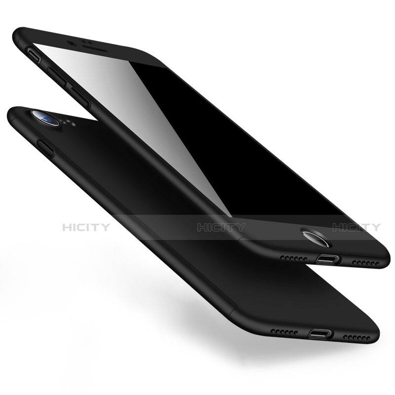 Handyhülle Hülle Kunststoff Schutzhülle Matt Vorder und Rückseite 360 Grad für Apple iPhone SE3 (2022) Schwarz