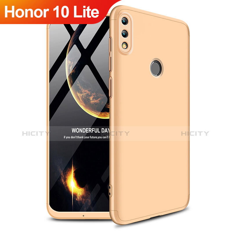 Handyhülle Hülle Kunststoff Schutzhülle Matt Vorder und Rückseite 360 Grad für Huawei Honor 10 Lite Gold