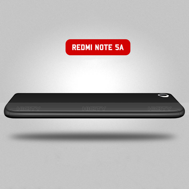 Handyhülle Hülle Kunststoff Schutzhülle Matt Vorder und Rückseite 360 Grad für Xiaomi Redmi Note 5A Standard Edition Schwarz Plus