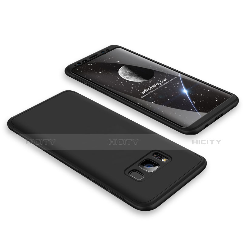 Handyhülle Hülle Kunststoff Schutzhülle Matt Vorder und Rückseite 360 Grad M02 für Samsung Galaxy S8 Plus Schwarz groß