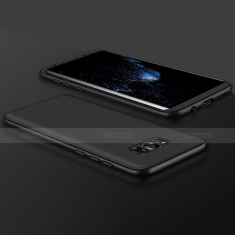 Handyhülle Hülle Kunststoff Schutzhülle Matt Vorder und Rückseite 360 Grad M02 für Samsung Galaxy S8 Schwarz groß