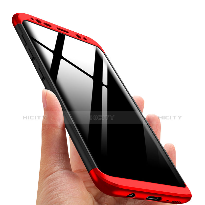Handyhülle Hülle Kunststoff Schutzhülle Matt Vorder und Rückseite 360 Grad M03 für Samsung Galaxy S8 Rot und Schwarz