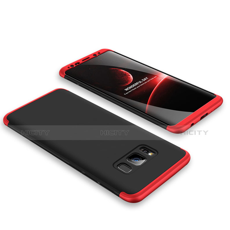 Handyhülle Hülle Kunststoff Schutzhülle Matt Vorder und Rückseite 360 Grad M03 für Samsung Galaxy S8 Rot und Schwarz groß
