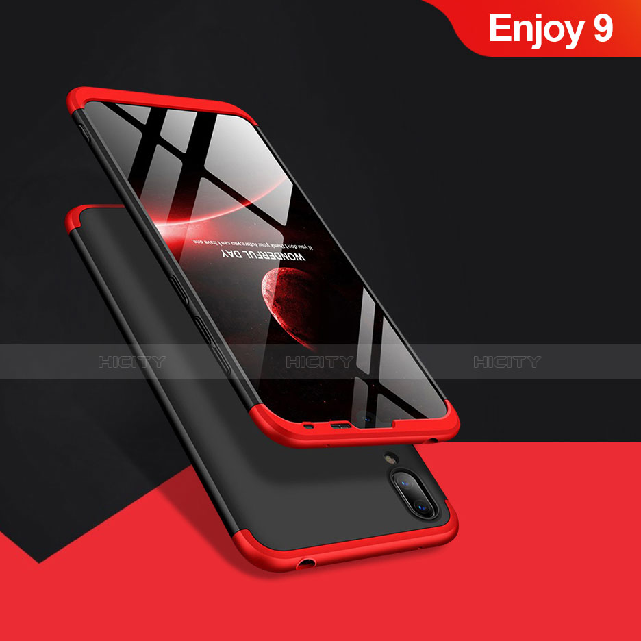 Handyhülle Hülle Kunststoff Schutzhülle Matt Vorder und Rückseite 360 Grad Q01 für Huawei Enjoy 9 Rot und Schwarz Plus